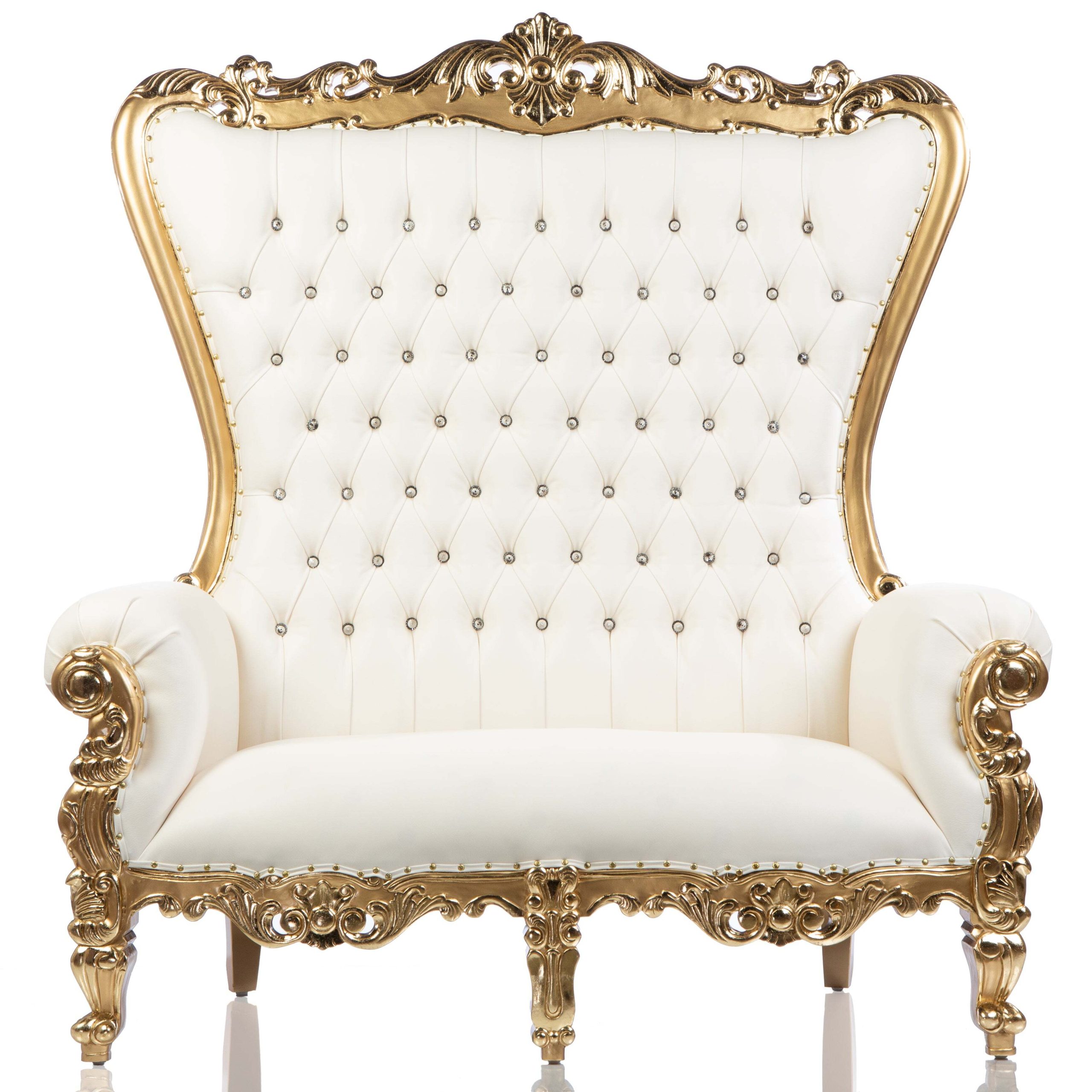 Double Throne Chair, White & Gold