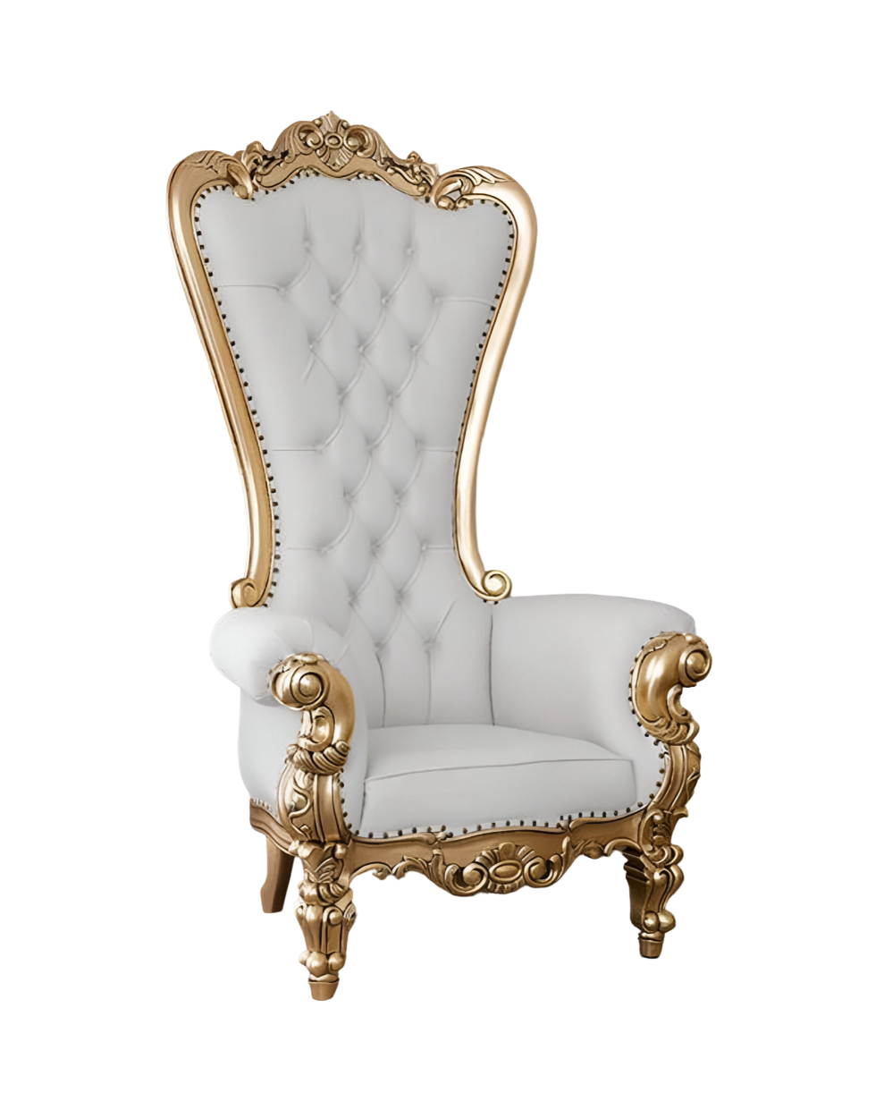 Single Throne Chair, White & Gold